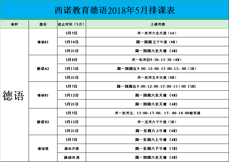 德语排课表